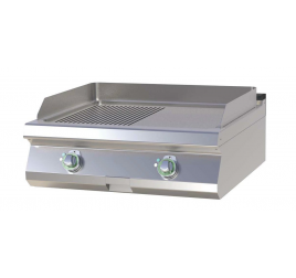 2 zónás RedFox asztali elektromos rostlap félig sima, félig bordázott, krómozott sütőfelülettel